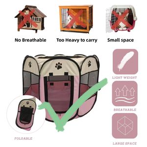 Grande grigio portatile box per cani traspirante Oxford gatto tenda per animali domestici/cuccia con cerniera per interni all'aperto pieghevole per cuccioli - Product Image 5