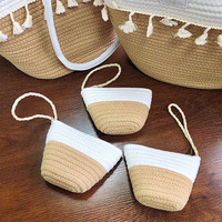 Sac à main tissé en paille grande capacité sac à bandoulière en coton tissé sac de voyage en corde de coton macramé sac de plage pour femme fille