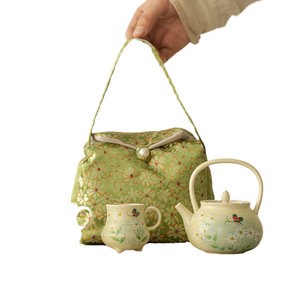 Set da Tè Kung Fu in Ceramica Porcellana Dipinto a Mano Moderno ed Ecologico con Colori Sottosmalto e Pittura a Olio Motivo <span class=keywords><strong>Margherita</strong></span> Una Teiera Due Tazze Portatile - Product Image 4
