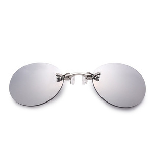B1429 mujeres hombres moda Clip en la nariz gafas de <span class=keywords><strong>sol</strong></span> Vintage Mini gafas de <span class=keywords><strong>sol</strong></span> redondas Hacker Empire Matrix gafas de <span class=keywords><strong>sol</strong></span> sin montura - Product Image 3