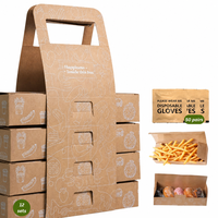 Caixa de Papelão Kraft Empilhável para Alimentos com Alça, Embalagem de Fast Food de 4 Camadas para Catering