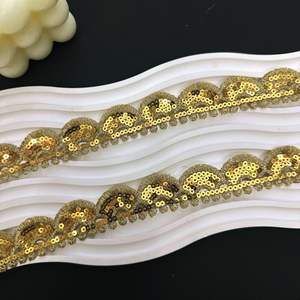 Pizzo con Paillettes e Filo Dorato in Stile Etnico, Ricamo Floreale Idrosolubile, Accessori per Abbigliamento, Bordo per Gonna Lolita, Decorazione per Abiti - Product Image 4