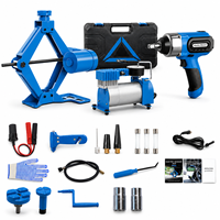 Kit d'outils d'urgence professionnel : cric ciseaux 3T 12V avec clé à chocs électrique et gonfleur de pneus portable