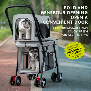 Carrito para Perros y Gatos, Metálico, Impermeable, Ajustable, Cómodo, Ligero, Plegable, de 4 Ruedas, Lavable, para Caminar y Trotar - Product Image 3