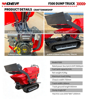 Dumper sur chenilles robuste F500 de 500 kg avec benne basculante hydraulique et moteur Loncin pour usage forestier et agricole