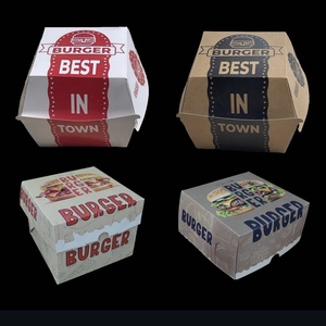 Phẳng đồng bằng đóng gói sóng Kraft bao bì các tông bánh hamburger carton giấy Burger hộp - Product Image 1