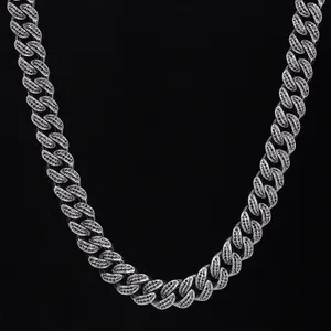 KRKC & CO 12 millimetri 20 pollici Degli Uomini Placcato Oro Nero Diamante DELLA CZ Iced Out Cuban Link Catena