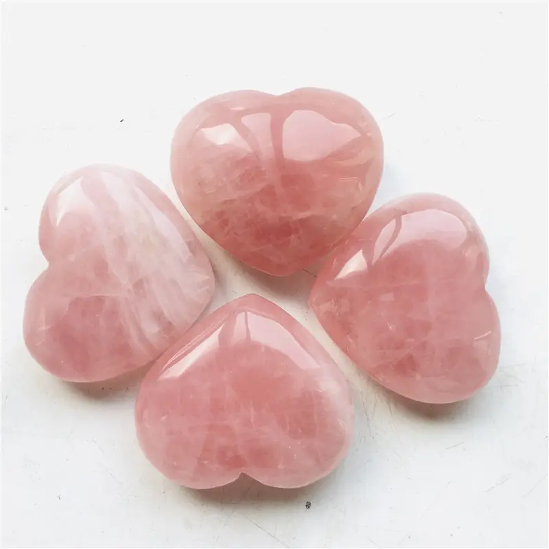 Wholesale High Quality Natural Rose Quartz Heart polishing carving Pink Crystal Heart for decoration