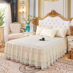 2025 New Quality <b>Bed</b> Skirt Set Bedspread <b>Floral</b> Printed Lace Embroidered Super Soft 400TC Customizable All-Season Bedding Set - Product Image 1
