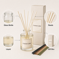 Coffret Cadeau Diffuseur de Parfum Sans Plomb Personnalisé avec Bouteille en Verre et Huile Parfumée 100ml, Inclut les Bâtonnets et la Boîte d'Emballage