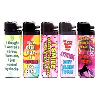 Fournisseur de briquets jetables pour le camping en gros d'usine Briquet à gaz butane en plastique personnalisé Briquet à silex rechargeable Cinq couleurs