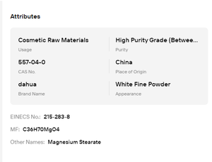 High Purity <b>Magnesium</b> Stearate CAS 557-04-0 White Fine <b>Powder</b> Cosmetic Food Grade - Product Image 6