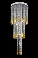 Lustre moderne de luxe en cristal K9, éclairage en spirale avec perles de cristal, design pour plafond haut, idéal pour villa et escalier