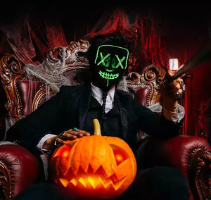 Máscara LED de Halloween Personalizada con Forma de <span class=keywords><strong>V</strong></span>, de Terror, con Rostro de Fantasma, para Baile, con Luz Fría Negra, para Fiestas y Accesorios Divertidos - Product Image 1