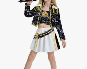 Nuevo Conjunto de Disfraz de Cosplay de Cazadora de Demonios de Anime para Niñas, <span class=keywords><strong>Traje</strong></span> de Bruja Infantil, Tela de Poliéster Negra y Dorada, Tiempo de Entrega de Muestra de 7 Días - Product Image 4