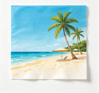 Serviettes en papier jetables pour fête sur la plage, décorations de vacances, serviettes de cocktail jetables à thème palmier et cocotier