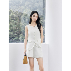 White Sleeveless Vest Set Women Tencel Woven Shorts Suit Business Casual Daily Work Commute Elegant Style 2026 Summer New - Product Image 2