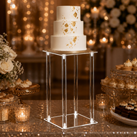Soporte de Flores Acrílico Transparente en Forma de Cilindro, Alto, de Cuatro Postes, Centro de Mesa para Bodas, Florero de Piso, Exhibidor para Eventos, Venta al Por Mayor