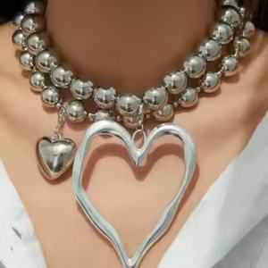 Collar de Moda con Colgante de Corazón Grueso para Mujer, Gargantilla de Cuentas, Joyería Punk Gótica, Accesorios de Moda Urbana - Product Image 2