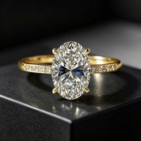 Bague de Fiançailles et de Mariage en Or Rempli 14K avec Moissanite VVS1 Certifiée GRA 3 carats, Coupe Ovale, Bijoux Fins Personnalisés de Luxe en Gros