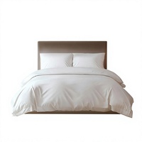 Parure de lit haut de gamme pour maison d'hôtes, quatre pièces, 80 fils, blanc pur, 100 % coton satiné, résistante à l'abrasion, housse de couette épaisse