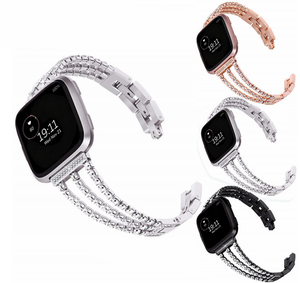 Bracelet de poignet en diamant brillant pour fille pour <span class=keywords><strong>fitbit</strong></span> <span class=keywords><strong>Versa</strong></span> <span class=keywords><strong>3</strong></span> Bracelet de bijoux en métal tendance pour bracelet de montre Versa3 - Product Image 1