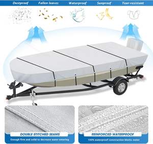 Copertura Impermeabile per Ormeggio e <span class=keywords><strong>Motore</strong></span> OBD 300DPU, Resistente, Adatta al Traino, in Tela di Poliestere Grigia di Grado Navale, Larghezza >120 pollici, 14'-18' - Product Image 4