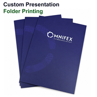 Porte-documents A4 en carton avec deux pochettes, finition mate bleu marine pour les entreprises
