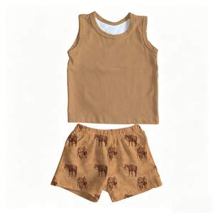 Conjuntos <span class=keywords><strong>de</strong></span> <span class=keywords><strong>Ropa</strong></span> para Niños Populares <span class=keywords><strong>de</strong></span> Alta Calidad, Sin Mangas, ODM, Personalizados con Estampado Occidental, <span class=keywords><strong>de</strong></span> Bambú/Algodón, Casuales <span class=keywords><strong>de</strong></span> Verano para Niños - Product Image 6