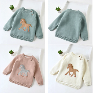 Invierno niños niña niños suéter de algodón 100% algodón puro adornado vacaciones cuello redondo ropa manga larga Tops suéter - Product Image 2