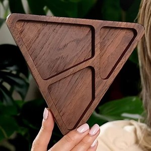 Wooden jewelry tray, desktop <b>ring</b>, earring, <b>necklace</b> storage box, miscellaneous item organizing tray, compartmentalized wooden - Product Image 4