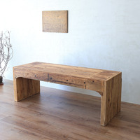 Mesa Consola de Madera Maciza Estilo Wabi-Sabi, Geométrica, Multifuncional para Entrada, Pasillo o Sala de Estar, Mueble de Madera Natural