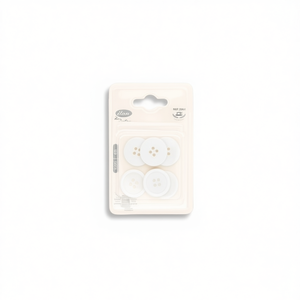 Bottoni bianchi Ilan da 25 mm, 6 pezzi, per cucito e artigianato - Product Image 1