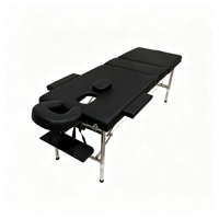 Table de massage pliable à 3 sections avec pieds en acier inoxydable et appui-tête réglable pour tatouage