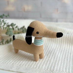 Perros Dachshund superbonitos <span class=keywords><strong>y</strong></span> adorables con orejas encantadoras, animales de ganchillo a mano, juguetes para niños, tamaño de 21cm - Product Image 4