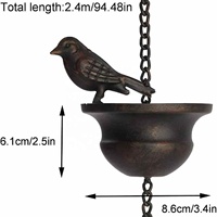 Chaîne de pluie vintage en fer forgé, chaîne de gouttière en cuivre antique pour la décoration de patio, toit, jardin et balcon