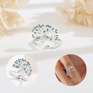 <span class=keywords><strong>Anello</strong></span> Albero <span class=keywords><strong>della</strong></span> <span class=keywords><strong>Vita</strong></span> Verde Merryshine in <span class=keywords><strong>Argento</strong></span> Sterling 925, Gioiello Celtico Retrò con Nodo Irlandese, Regalo per Donne - Product Image 2