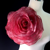 Fleur artificielle en organza brillante et colorée 3D, applique à coudre pour accessoires vestimentaires de mariage, décoration DIY