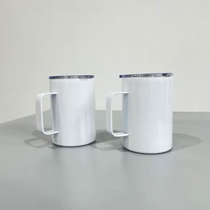 White Vacuum <b>Insulated</b> <b>Mug</b> Stainless Steel Sublimation Travel 12oz Coffee Camping Tumbler <b>Mugs</b> with Spill Proof Lid - Product Image 2