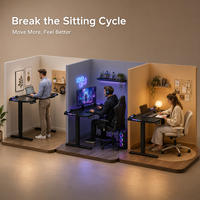 Bureau de jeu ergonomique personnalisable en bois massif et acier avec réglage électrique de la hauteur et contrôle de la mémoire pour chambres et salles de jeux