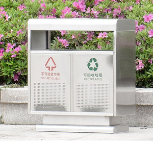 Cesta de papel de acero para exteriores <span class=keywords><strong>Cubo</strong></span> de <span class=keywords><strong>basura</strong></span> de <span class=keywords><strong>reciclaje</strong></span> rectangular Contenedor de <span class=keywords><strong>basura</strong></span> de metal <span class=keywords><strong>vertical</strong></span> <span class=keywords><strong>Cubo</strong></span> de <span class=keywords><strong>basura</strong></span> público de pie - Product Image 6