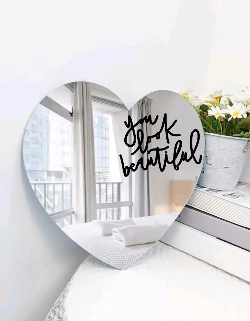 You Look Beautiful Mirror Decal Custom bagno decorativo Decor Inspirational Round Mirror Wall Sticker con più colori