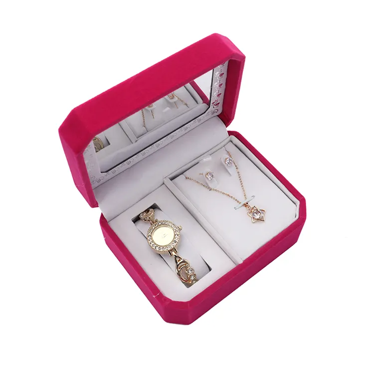 Hadiah Promosi Kualitas Indah Arloji Kalung Anting-Anting Set Perhiasan Wanita Kotak Hadiah Set