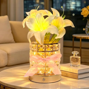Lampe de table LED sans fil en forme de tulipe, rechargeable, à intensité variable par toucher, portable, lampe d'ambiance en cristal - Product Image 1