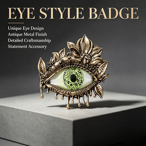 Broche Épingle de Revers en Alliage, Motif Fleur et Œil Turc, Bronze Antique, Style Gothique Mystique, pour Cosplay, Fête et Costume - Product Image 1