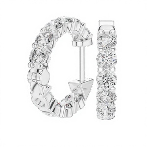 Pendientes de Aro con Diamantes Cultivados en Laboratorio, Chapados en Rodio, Oro Blanco de 18 Quilates, Certificados por IGI, para Uso Diario, Eventos Glamurosos, San Valentín - Product Image 1