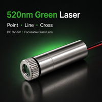 Module laser vert ZhonNa 520nm 1mW, ligne croisée, DC3-5V, lentille en verre focalisable, qualité industrielle, accessoires optiques personnalisés LD