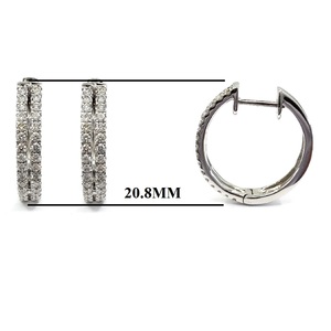 Boucles d'oreilles créoles en or blanc 18 carats faites à la main avec diamants ronds taille brillant naturels, bijoux de luxe pour femme, à porter au quotidien, fournisseur chinois - Product Image 2