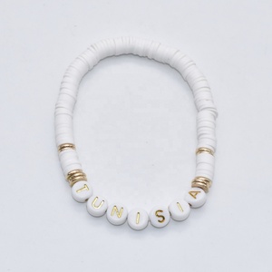 2026 Football jeu pays équipe nom Bracelets cadeaux promotionnels Heishi perles Stretch <span class=keywords><strong>mots</strong></span> personnalisés Bracelet coloré - Product Image 4