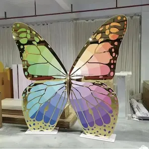 Grand papillon rose acrylique 2023, toile de fond ailes de papillon, toile de fond de mariage